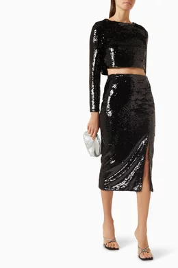 Sequin pencil skirt 3d top