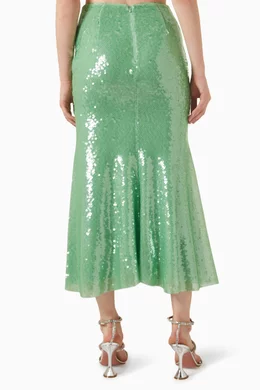 Green shop sequin skirt