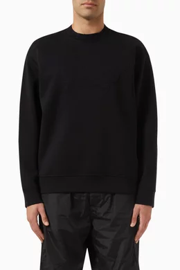 Buy Emporio Armani Black Embossed Logo Sweatshirt in Cotton blend