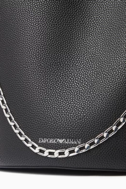 Buy Emporio Armani Black Structured Bucket Bag in Deer print Faux