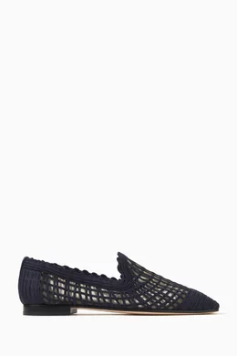 Buy Emporio Armani Blue Braided Flat Shoes in Knitted Fabric for