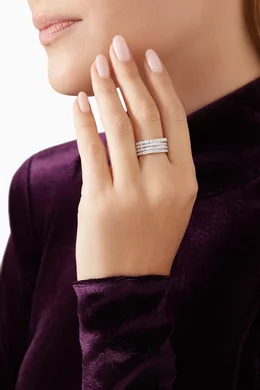 Buy Repossi White Antifer 4 Rows Pav Diamond Ring in 18kt White