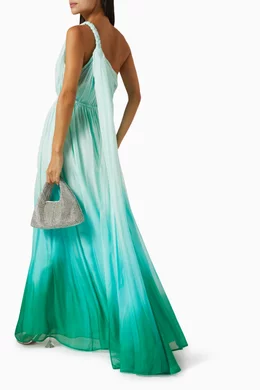 Buy Leo Lin Blue Adriana One shoulder Maxi Dress in Silk Blend for Women in UAE Ounass