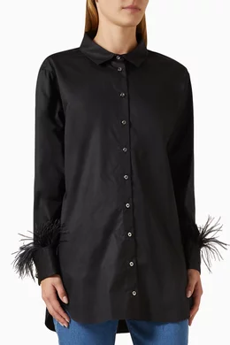 Buy Marques Almeida Black Feather cuff Oversized Shirt for Women