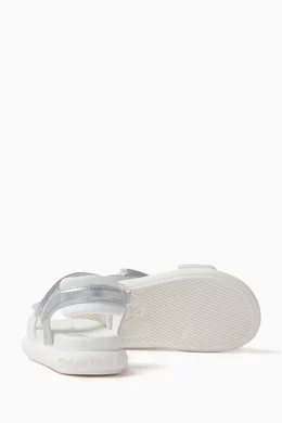 Buy Calvin Klein White Logo Velcro Sandals in Faux leather for Girls in UAE Ounass