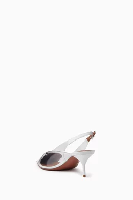 White clearance slingback mules