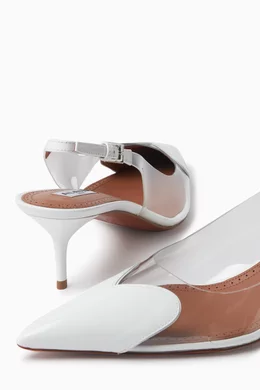 Buy Ala a White Heart 55 Slingback Mules in Patent Leather for