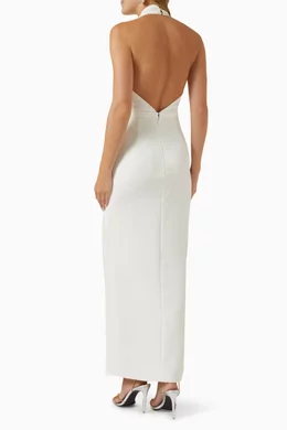 White halter sales neck dress