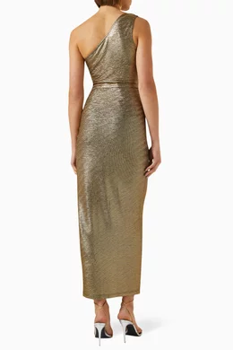 Buy Elle Zeitoune Gold Felicia One shoulder Dress for Women in UAE