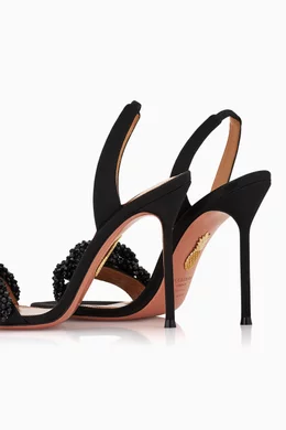 Buy Aquazzura Black Chain Of Love 105 Slingback Sandals in