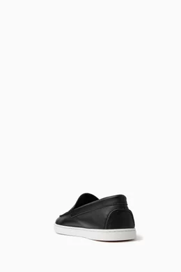 Buy Christian Louboutin Black Varsiboat Slip ons in Calf Leather