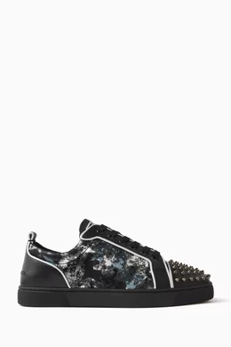 Christian louboutin black leather sneakers clearance