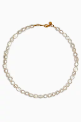 Buy Sarah s Bag White Pearl Necklace in Gold plated Brass for Women in UAE Ounass