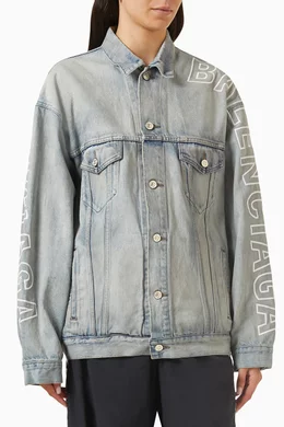 Balenciaga blue denim logo jacket top