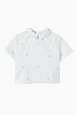 Buy Gucci Blue Double G Shirt in Oxford Cotton for Baby Boys in UAE