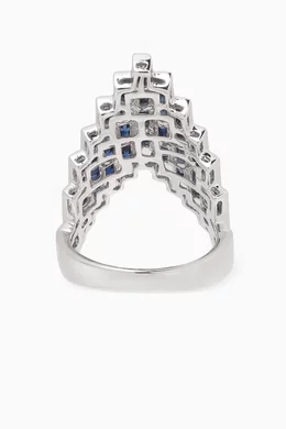 Silver top sapphire ring