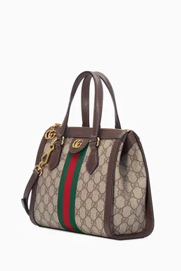 Buy Gucci Brown Small Ophidia Tote Bag in GG Supreme Canvas