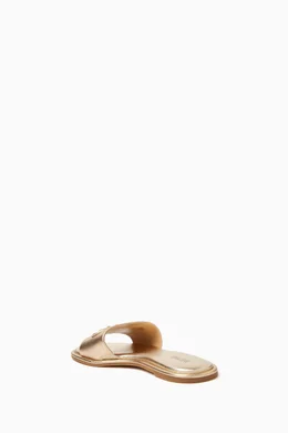Buy Michael Kors Gold Saylor Slide Sandals in Metallic Leather for