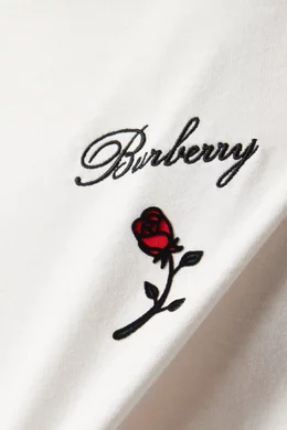 Buy Burberry White Logo embroidered T shirt in Cotton Jersey for