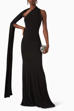 One shoulder top cape sleeve dress