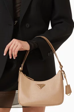 Buy Prada Brown Mini Re Edition Shoulder Bag in Saffiano Leather