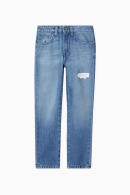 Buy Off White Blue Paint Graphic Straight leg Jeans in Denim for