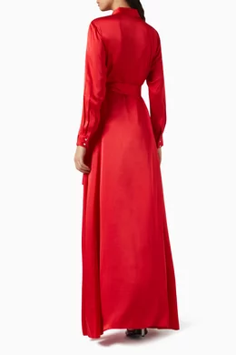 Long red new arrivals silk dress