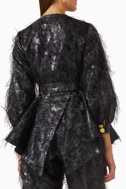 Black belted blouse cheap