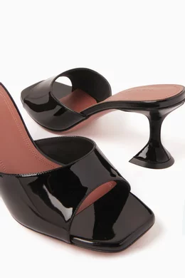 Buy Amina Muaddi Black Lupita 70 Mule Sandals in Patent Leather