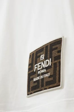 Buy Fendi White Logo Tag T Shirt in Cotton for Boys in UAE Ounass
