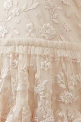 Buy Needle Thread Neutral Angelica Lace Dress in Tulle for Girls