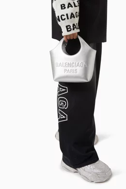 Buy Balenciaga Silver XS Mary Kate Tote Bag in Metallic Leather