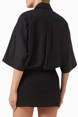 Buy Alexander Wang Black Belted Hybrid Mini Shirt Dress in Cotton