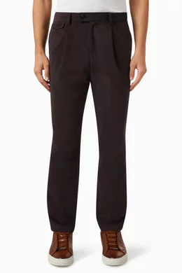 Buy BOSS Brown Tapered fit Trousers in Cotton for Men in UAE Ounass