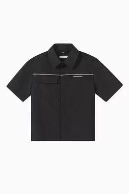 Buy Calvin Klein Black Logo tape Shirt in Recycled Ripstop nylon for Boys in UAE Ounass
