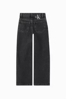 Buy Calvin Klein Black High rise Wide leg Jeans in Denim for Girls