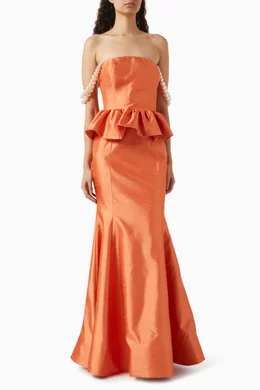 Orange peplum dress hotsell