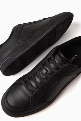 Full black leather sneakers top