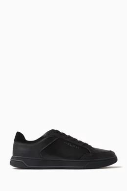 Calvin klein hotsell black leather sneakers