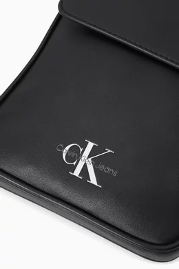 Buy Calvin Klein Jeans Black Monogram Phone Crossbody Bag in Leather for Men in UAE Ounass