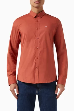 Buy Calvin Klein Brown Slim fit Shirt in Stretch Cotton poplin for
