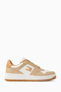 Buy Tommy Jeans Neutral Retro Basketball Trainers in Leather for
