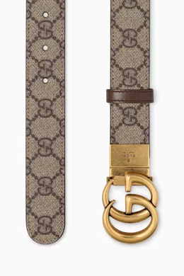 Buy Gucci Brown GG Marmont Reversible Belt in GG Supreme Canvas