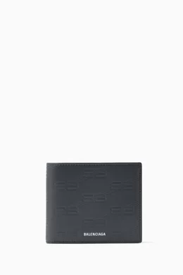 Buy Balenciaga Blue Monogram embossed Square Wallet in Calf