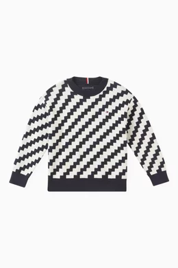 Buy Tommy Hilfiger Neutral Jagged Stripe Sweater in Organic