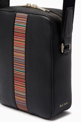 Buy Paul Smith Black Signature Stripe Flight Bag in Leather for
