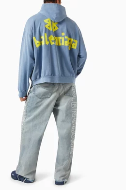 Buy Balenciaga Blue Tape Type Large fit Hoodie in Cotton for Men in UAE Ounass
