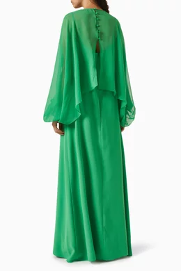 Chiffon cape online maxi dress