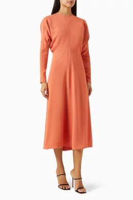 Buy Victoria Beckham Orange Dolman Midi Dress in Cady for