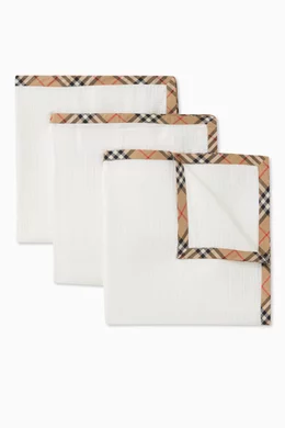 Buy Burberry White Check trim Muslin in Cotton Set of 3 for Baby